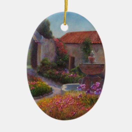 Carmelの代表団の噴水そして庭 セラミックオーナメント (正面)