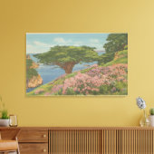 Carmel Bay, CA - "旧退役軍人"ツリーのビュー キャンバスプリント (インサイチュ (リビング))