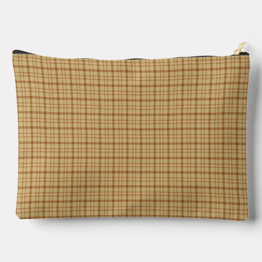 Carmel Brown Plaid Classic Pattern Retro アクセサリーポーチ (裏面)