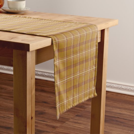 Carmel Brown Plaid Classic Pattern Table Runner ショートテーブルランナー (インサイチュ)