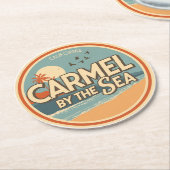 Carmel by the sea beach california pacific coast ラウンドペーパーコースター (アングル)