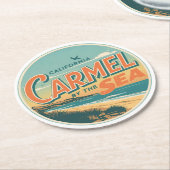 Carmel by the sea beach california pacific coast ラウンドペーパーコースター (アングル)