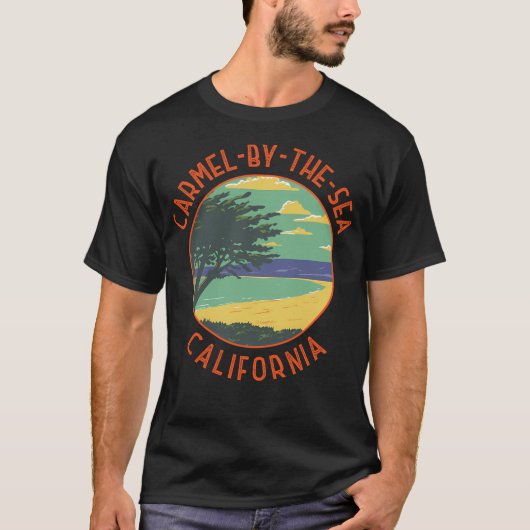 Carmel-By-The-Sea California Retro Distressed Circ Tシャツ (正面)