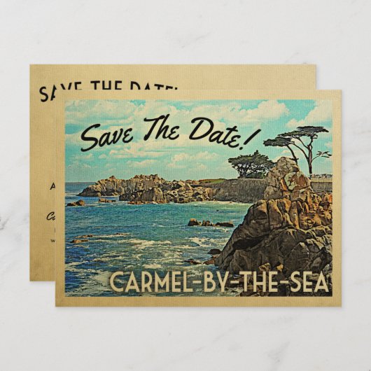 Carmel-by-the-Sea Save The Dateヴィンテージポストカード 案内ポストカード (正面/裏面)