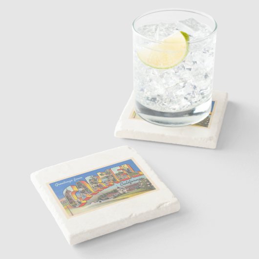 Carmel California CAヴィンテージラージレター ストーンコースター (横)