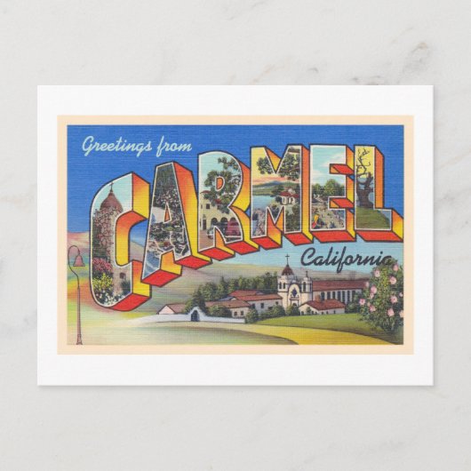 Carmel California CAヴィンテージラージレター ポストカード (正面)