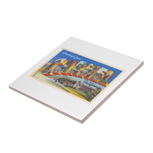 Carmel California CAヴィンテージ大文字はがき タイル (側面)