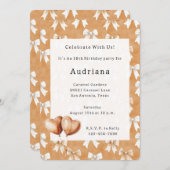 Carmel Cream Heart Balloons Bows Caramel Birthday  招待状 (正面/裏面)