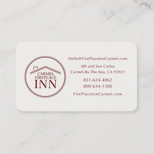 Carmel FirePlace Inn - Custom Design 名刺 (正面)