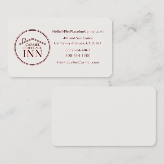 Carmel FirePlace Inn - Custom Design 名刺 (正面/裏面)
