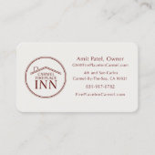 Carmel FirePlace Inn - Manager - Custom Design 名刺 (正面)