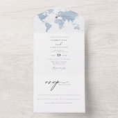 CARMENほこりっぽい青いマップ旅行先結婚式A オールインワン招待状 (内側)