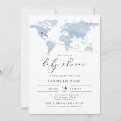 CARMENほこりっぽい青のマップ旅行アドベンチャーベビーシャワー 招待状 (正面)