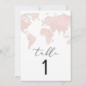 CARMENアドベンチャートラベルピンクマップテーブル番号カード 招待状 (正面)
