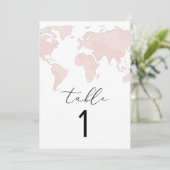 CARMENアドベンチャートラベルピンクマップテーブル番号カード 招待状 (スタンド正面)