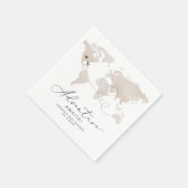 CARMENベージュマップアドベンチャーベビーシャワー スタンダードカクテルナプキン (角)