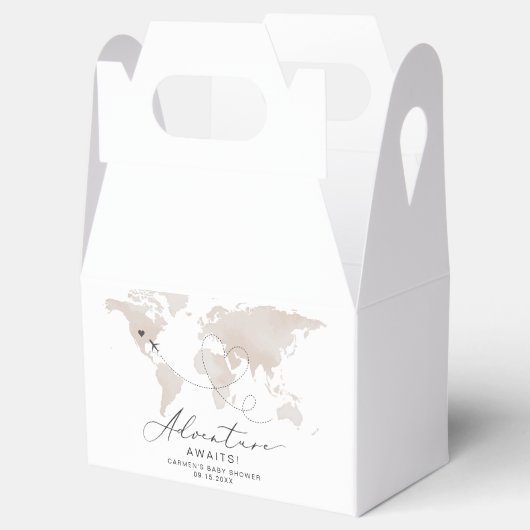 CARMENベージュマップアドベンチャーベビーシャワー フェイバーボックス (オープン)