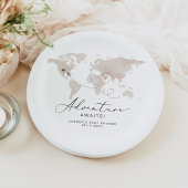 CARMENベージュマップアドベンチャーベビーシャワー ペーパープレート