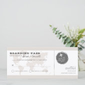 CARMENベージュワールドマップボーディングパスRSVPカード メニュー (スタンド正面)