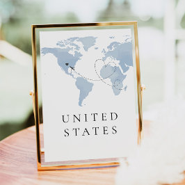 CARMEN Blue Where In the World Table Number 招待状