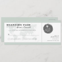 CARMEN Green World Map Boarding Pass RSVP Card