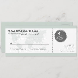 CARMEN Green World Map Boarding Pass RSVP Card 招待状