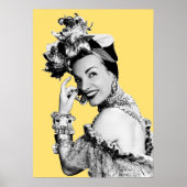 Carmen Miranda Portrait Black and White Artwork fo ポスター (正面)