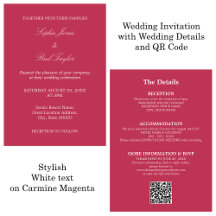 Carmine Magenta結婚のQRコードRSVP招待状