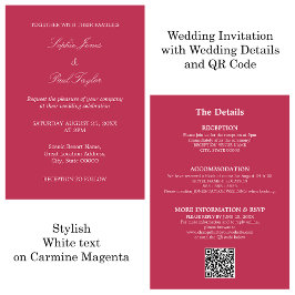 Carmine Magenta結婚のQRコードRSVP招待状 招待状