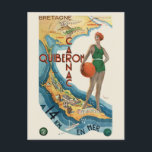 Carnac - Quiberon France Vintage Poster 1930 ポストカード<br><div class="desc">ヴィンテージの鉄道の旅行ポスターは、カルナックからキエロンへの鉄道旅行。ケムンズ・ド・ファー・デ・レット。レソードゥラメルエドゥトゥゥツーリズム。1930年発行。私たちのポスターはプロフェッショナルに基づ高品質いた複製であり、非常に高解像度のスキャンはオリジナルから。当社の手動レタッチプロセスは、オリジナル詳細やオリジナルプリントに表示されるテクスチャを削除するフィルターの使用を含まない。全ての詳細はそのままの状態を保つ。色を修正。不完全性の除去。画像はLibrary of Congressの提供。</div>