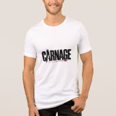 "Carnage – Sharp Typography Blood Drip Graphic" トライブレンドTシャツ (正面)