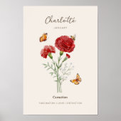 Carnation Birth Month Flower Poster ポスター (正面)