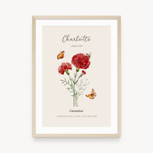 Carnation Birth Month Flower Poster ポスター
