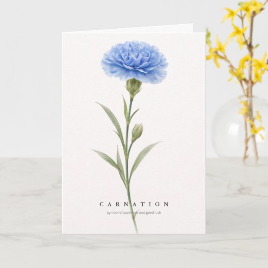 Carnation Botanical Art Symbol of Love & Good Luck カード (黄色い花)