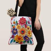 Carnation Energy Pink, Red & White  5D Oil Paint  トートバッグ (クローズアップ)