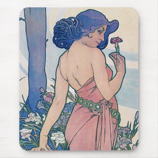 Carnation (Four Flowers), Alphonse Mucha マウスパッド (正面)