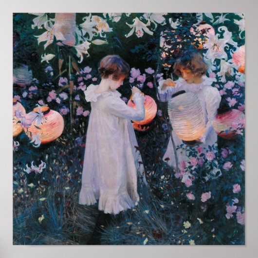 Carnation Lily Lily Rose John Singer Sargent Art ポスター (正面)