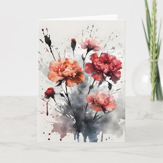 Carnation - Watercolor flowers カード (正面)