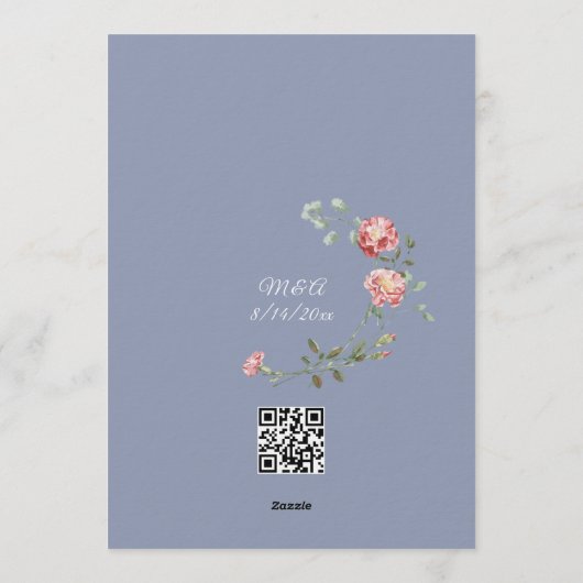 Carnations and Blue Wedding Invitation Suite 招待状 (裏面)