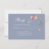 Carnations and  Blue Wedding RSVP card (正面)