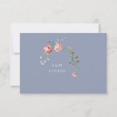 Carnations and  Blue Wedding RSVP card (裏面)
