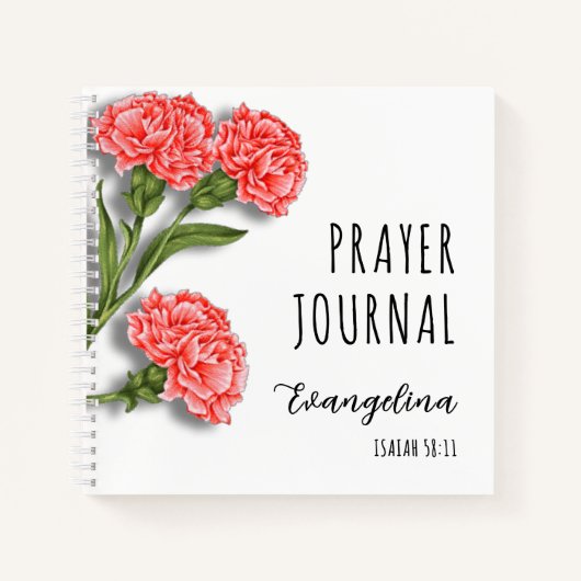 Carnations Snowdrops Christian Prayer Journal ノートブック (正面)