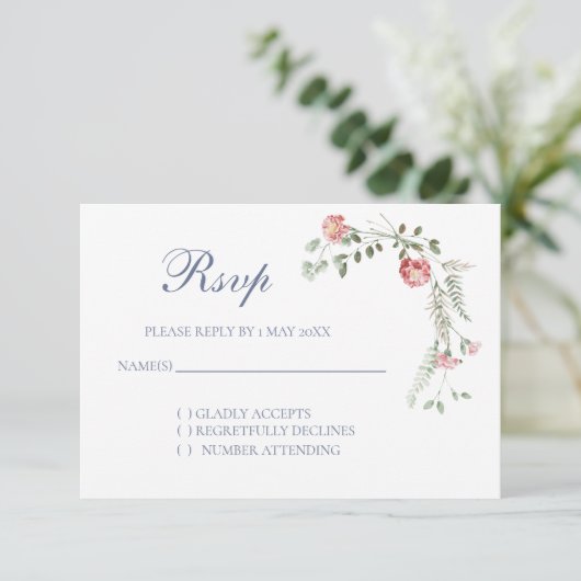 Carnations Wedding RSVP card (スタンド正面)