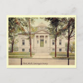 Carnegie Library、Flint、ミシガン州ヴィンテージ ポストカード (正面)