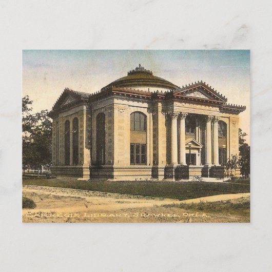 Carnegie Library, Shawnee, Oklahoma,ヴィンテージ ポストカード (正面)