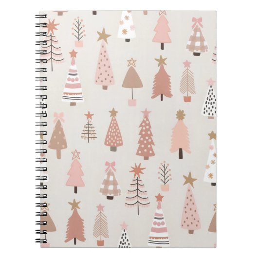 Carnet à spirales Noël Sapins Rose ノートブック (正面)