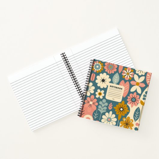 Carnet de notes à spirales motif fleurs rétro ノートブック (内部)