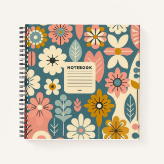 Carnet de notes à spirales motif fleurs rétro ノートブック