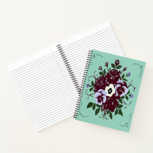 Carnet de Notes Botanique - Roses et Pensées ノートブック (内部)