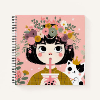 Carnet de notes “La petite fille au bubble tea“ ノートブック